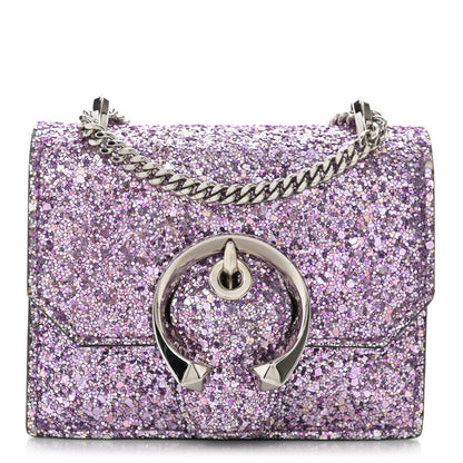 Jimmy Choo Coarse Glitter Mini Paris Crossbody Pink Violet 1 of 9