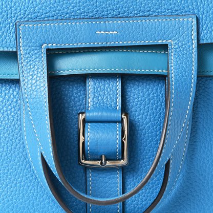 Hermes Taurillon Clemence Halzan 31 GM Bleu Zanzibar 9 of 11