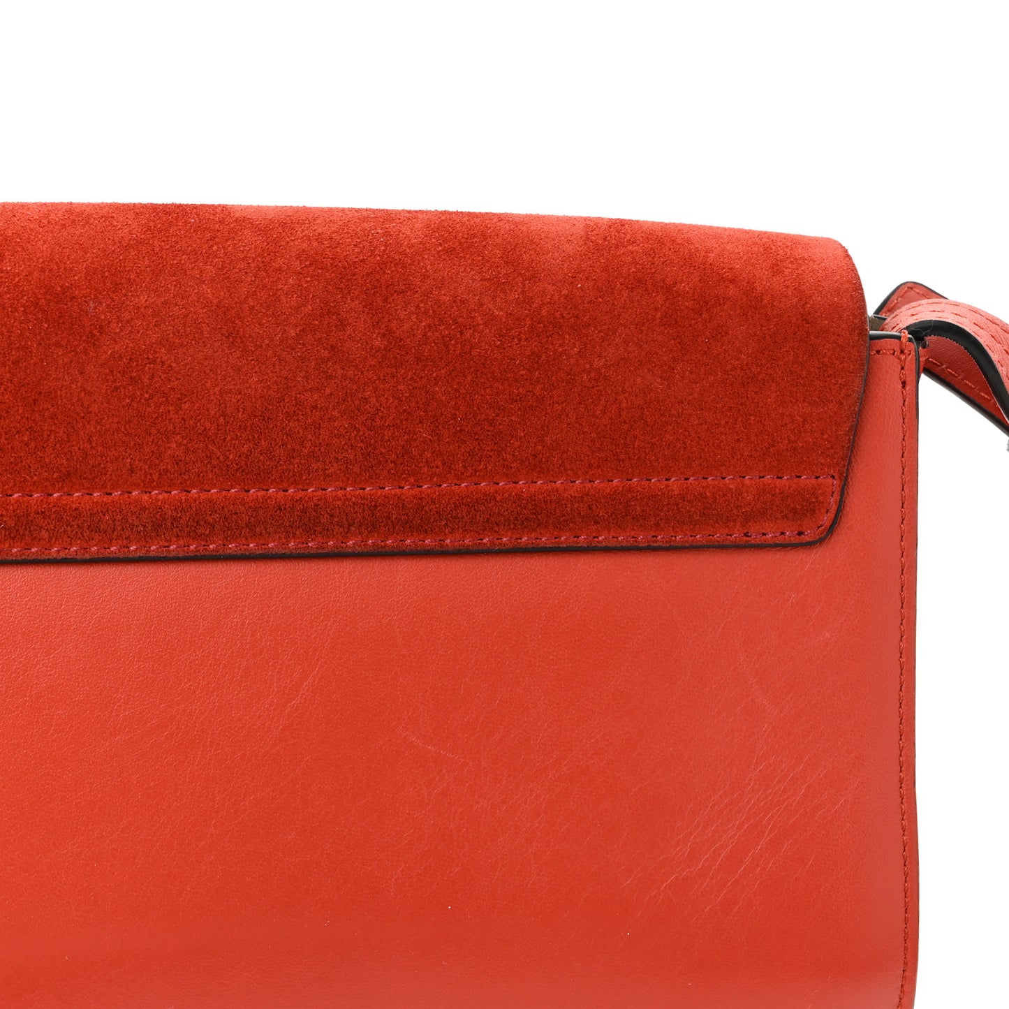 Suede Calfskin Mini Faye Shoulder Bag Earthy Red