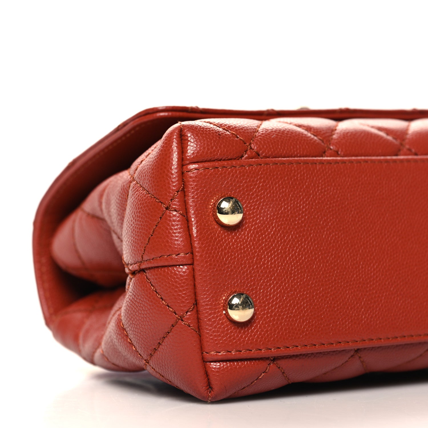 Chanel Caviar Quilted Extra Mini Coco Handle Flap Dark Orange 9 of 12