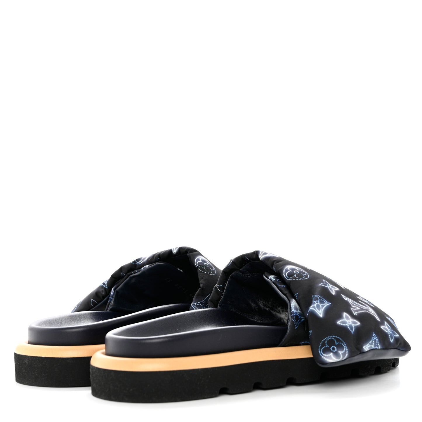 Nylon Monogram Womens Pool Pillow Comfort Mules 40 Navy Blue