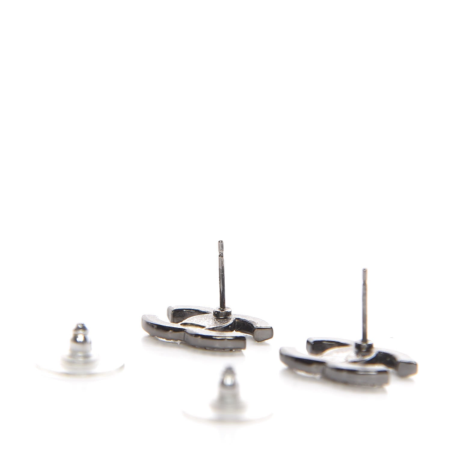 Chanel Ruthenium Crystal CC Earrings 4 of 4