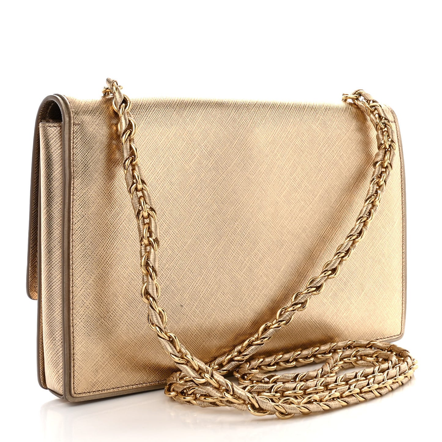 Hammered Calfskin Ginny Shoulder Bag Gold