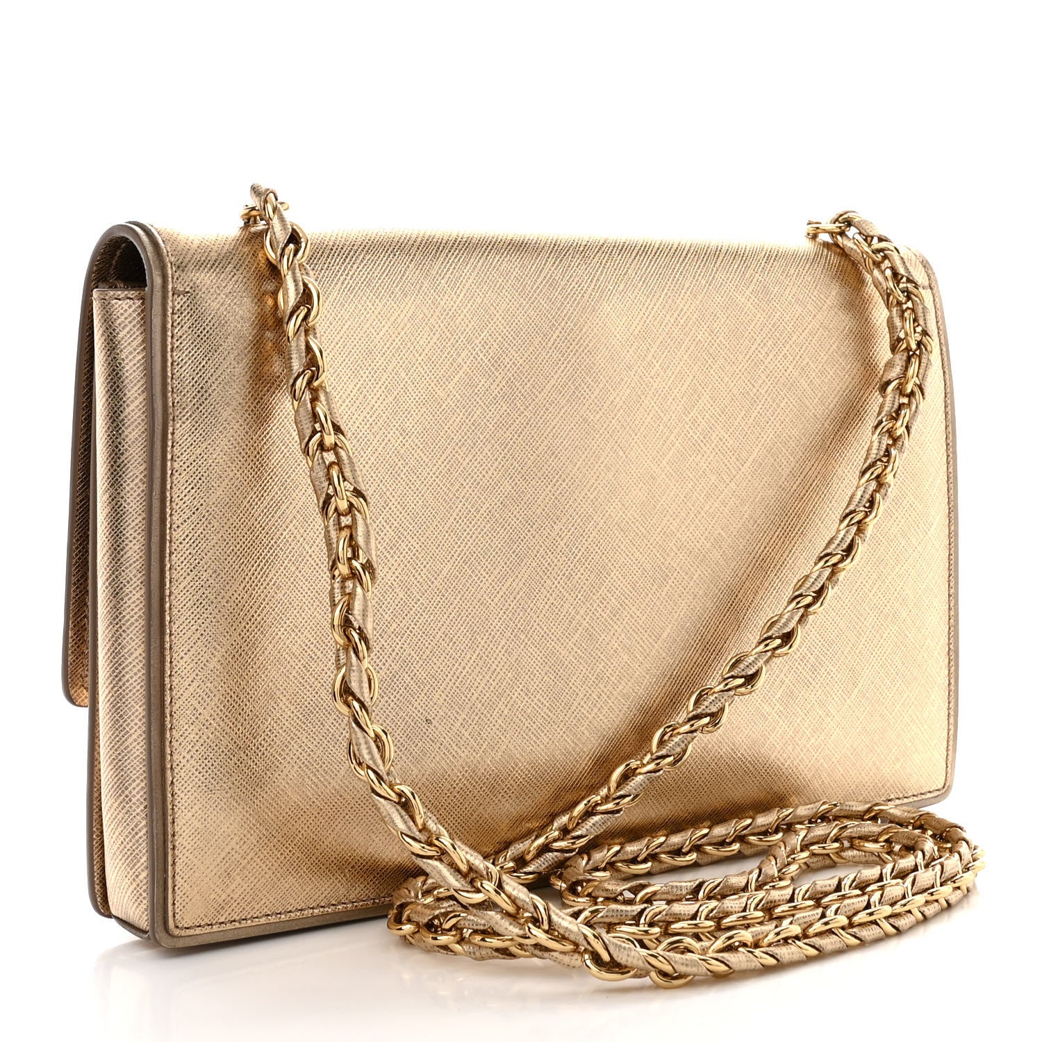 Salvatore Ferragamo Hammered Calfskin Ginny Shoulder Bag Gold 3 of 10