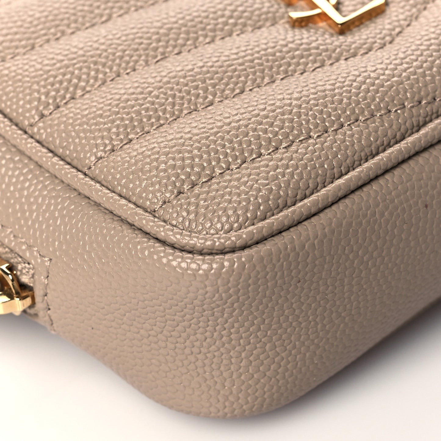 Grain De Poudre Matelasse Monogram Baby Lou Camera Bag Dark Beige