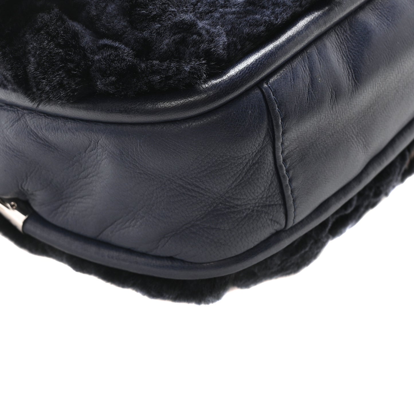 Lapin Rabbit Fur Flap Blue