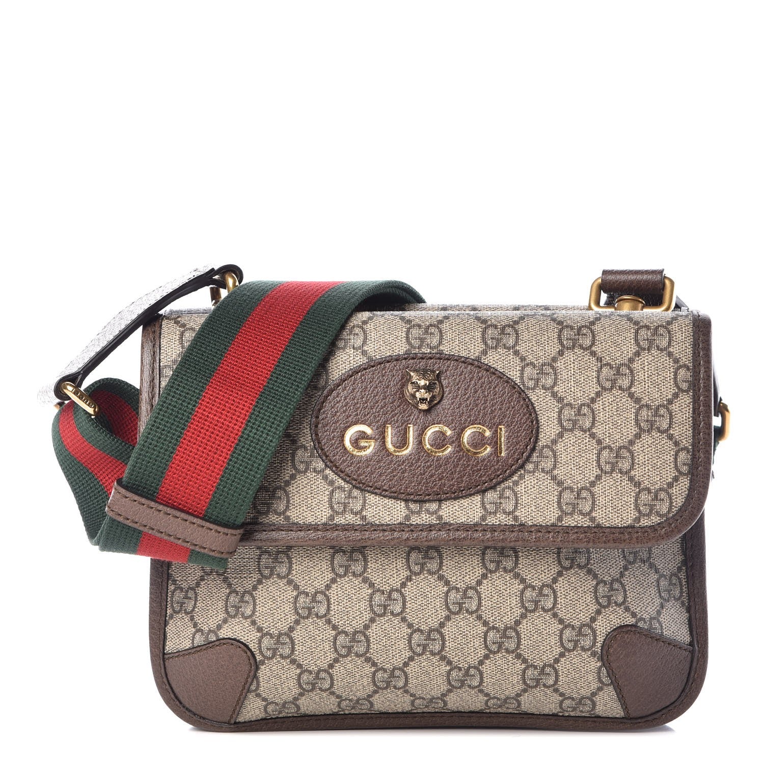 Gucci GG Supreme Monogram Web Small Neo Vintage Double Flap Messenger Bag Beige New Acero 1 of 12