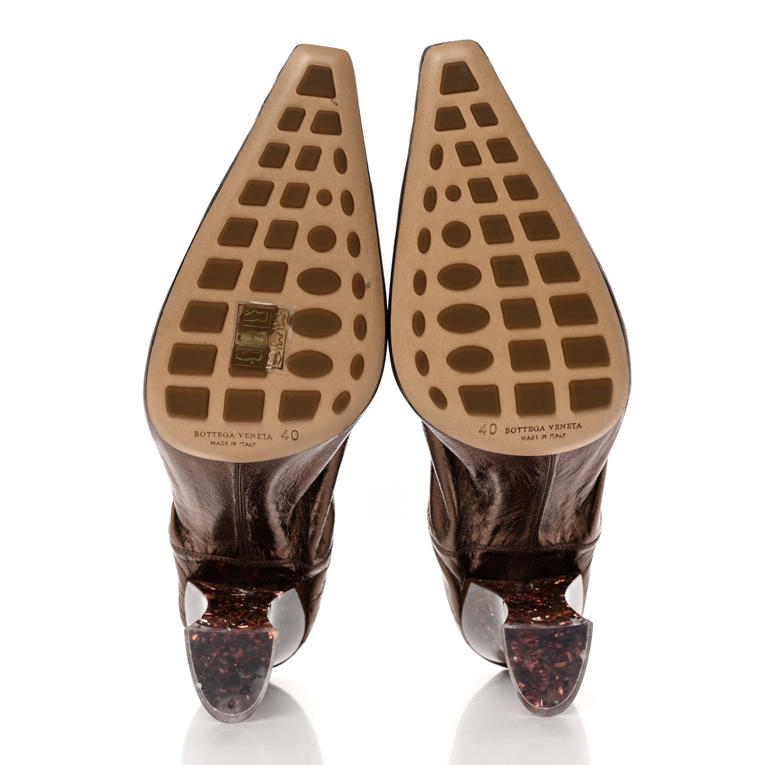 Bottega Veneta Metallic Crushed Nappa Glitter Plexiglass Almond Pumps 40 Brown 6 of 9