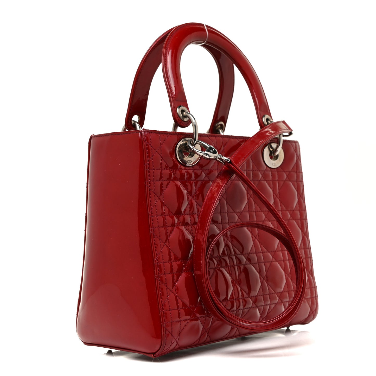 Patent Cannage Medium Lady Dior Red