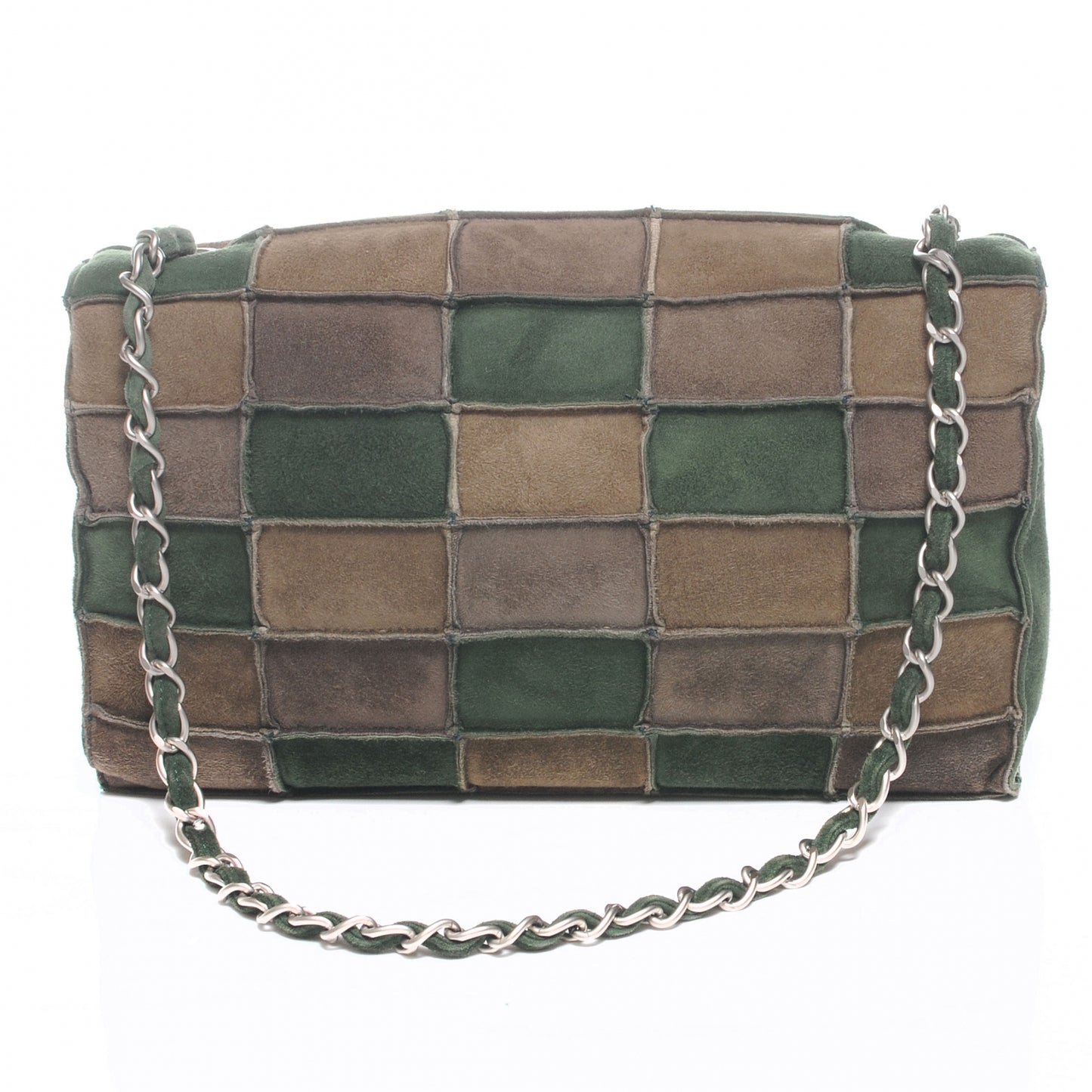 Suede Patchwork Medium Mademoiselle Flap Green