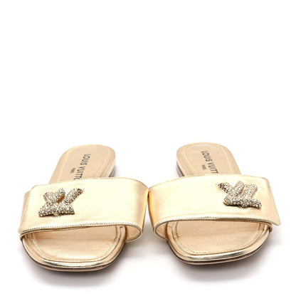 Louis Vuitton Metallic Calfskin Shake Flat Sandal 40 Gold 3 of 10