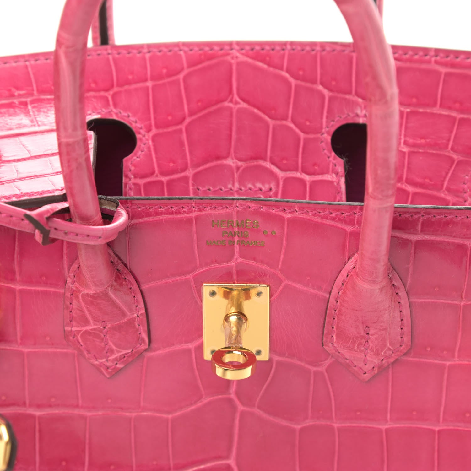 Hermes Shiny Niloticus Crocodile Birkin 25 Rose Tyrien 5 of 9