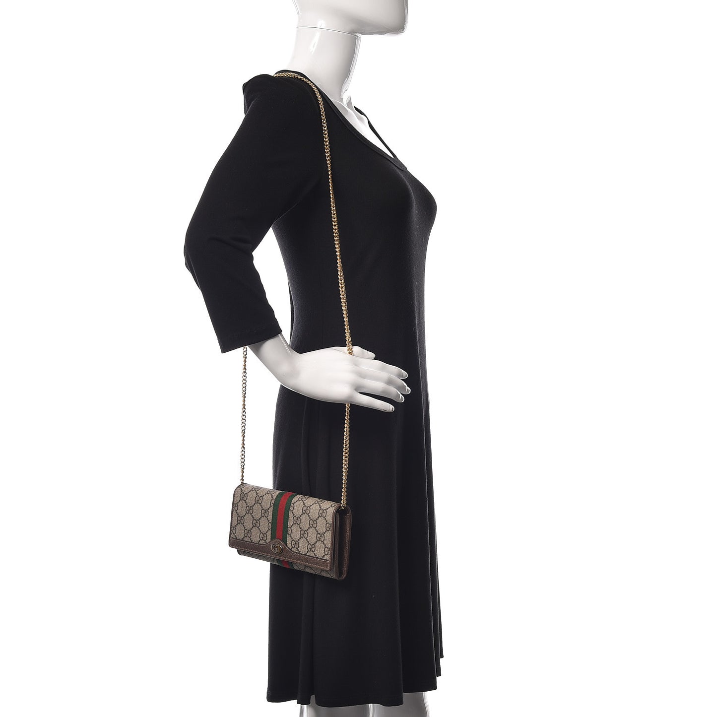 GG Supreme Monogram Web Ophidia Wallet On Chain Brown