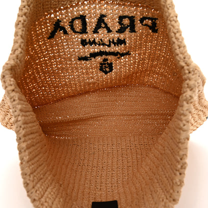 Prada Yarn Raffia Effect Crochet Embroidered Logo Tote Naturale 5 of 9