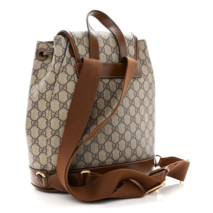 Gucci GG Supreme Monogram Azalea Calfskin Retro Interlocking G Buckle Backpack Beige Ebony Brown Sugar 3 of 9