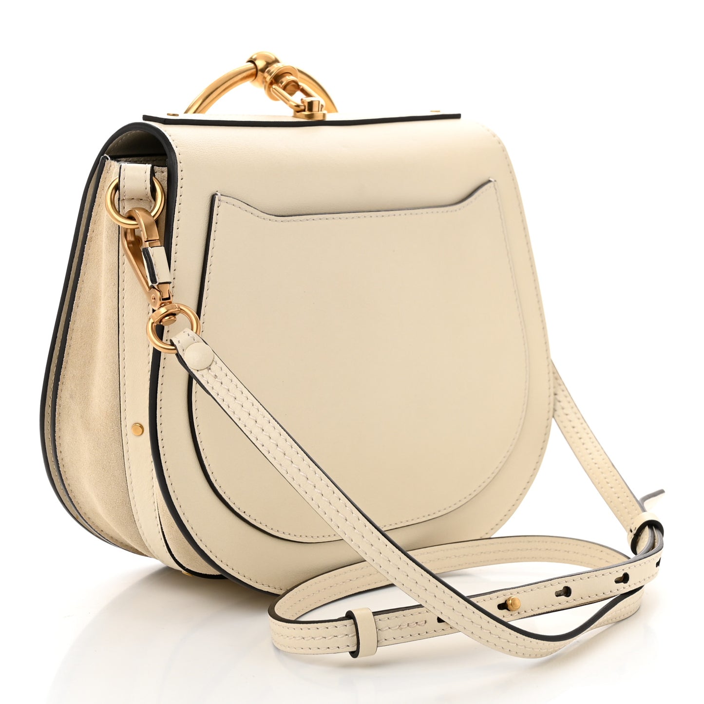 Calfskin Suede Medium Nile Bracelet Bag Off White