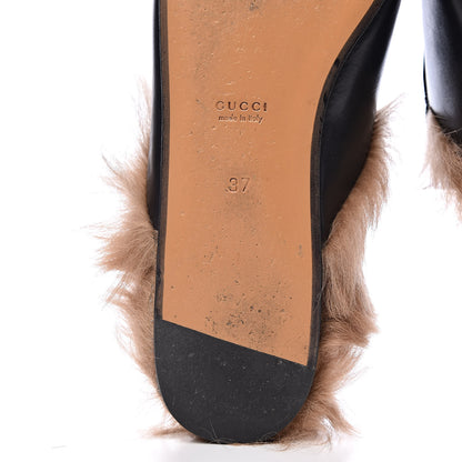 Gucci Calfskin Fur Womens Princetown Slippers 37 Black 9 of 13