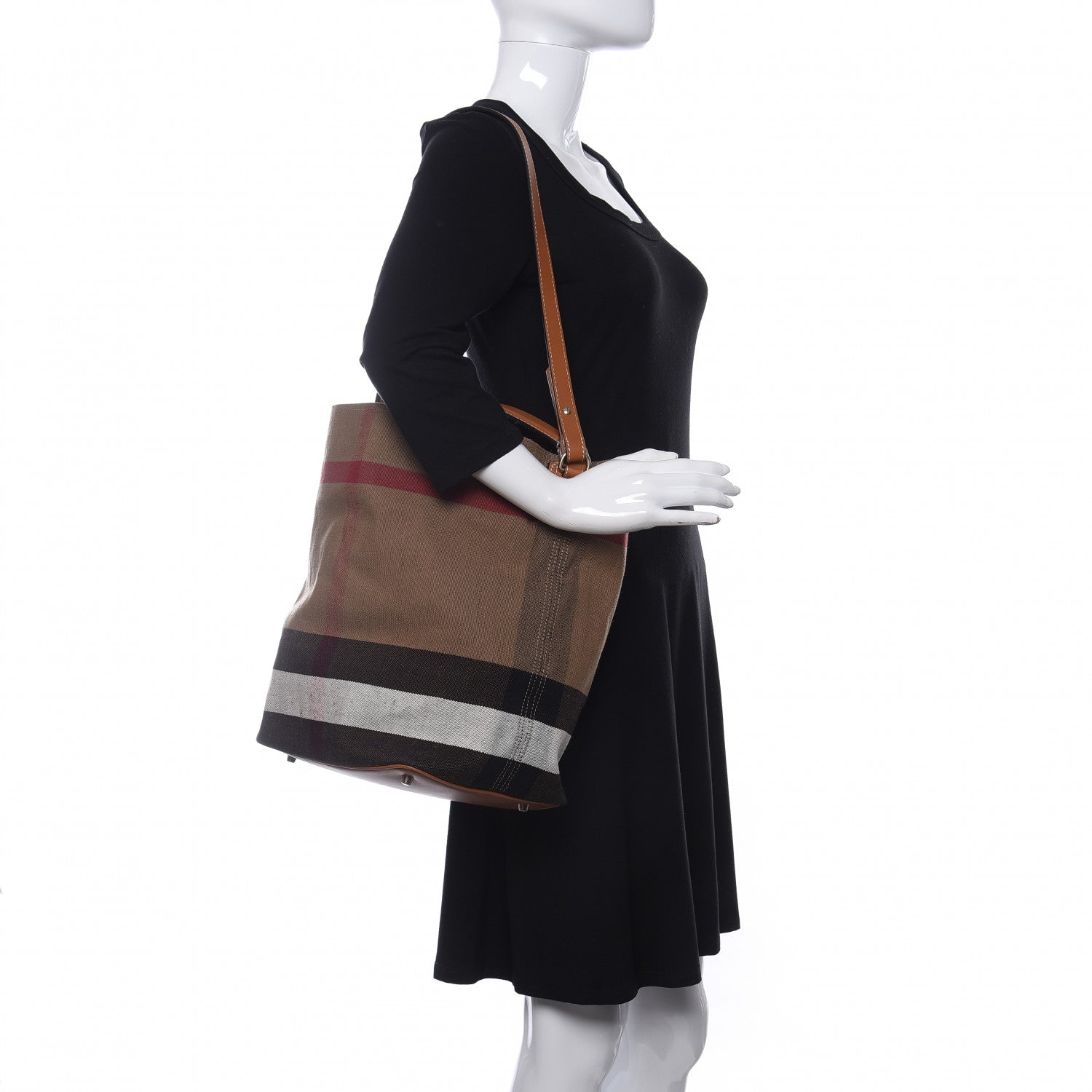 Burberry Canvas Mega Check Medium Ashby Hobo Saddle Brown 2 of 12
