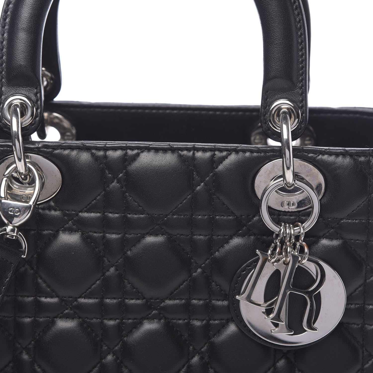 Christian Dior Lambskin Cannage Medium Lady Dior Black 8 of 11