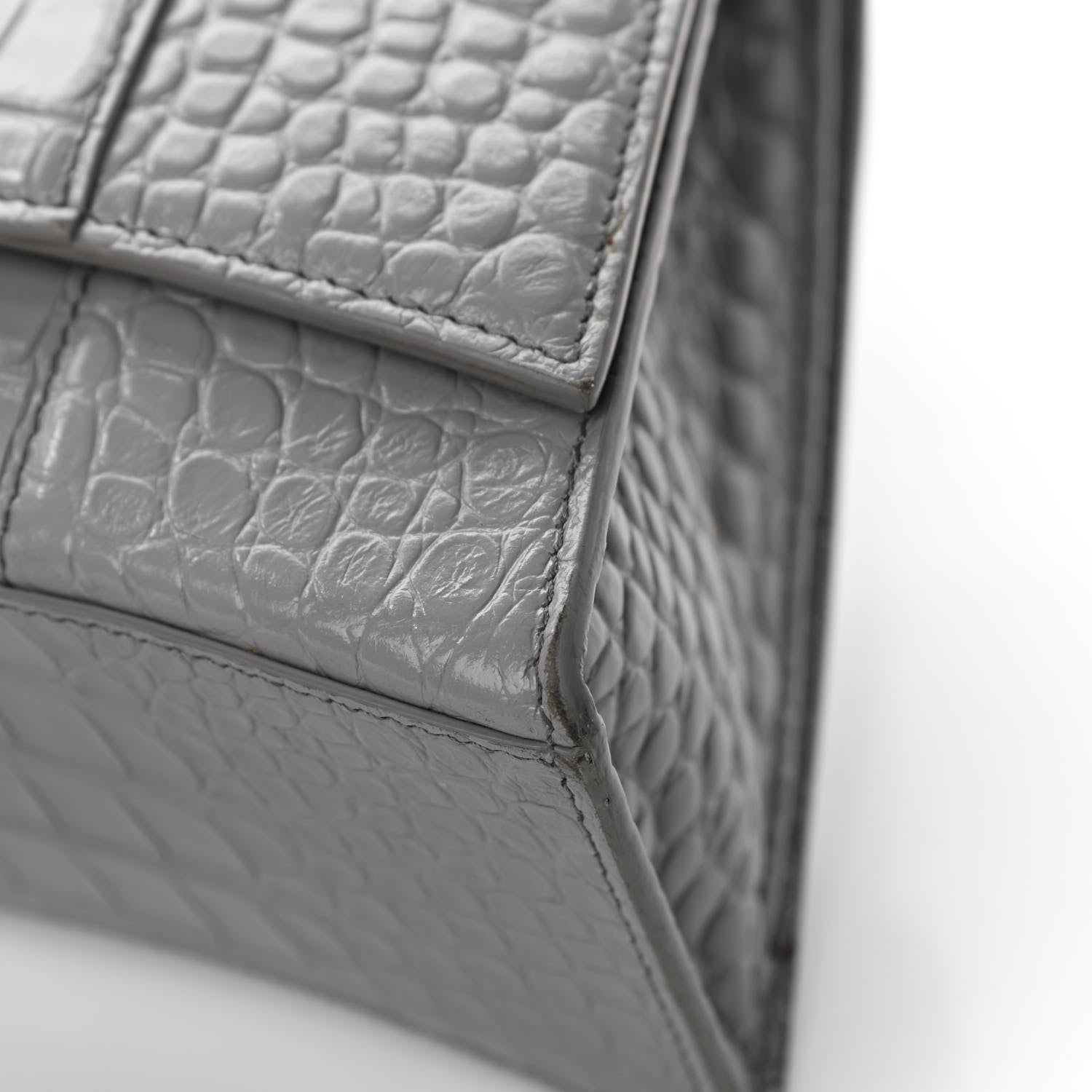 Balenciaga Shiny Calfskin Crocodile Embossed Medium Hourglass Top Handle Bag Balenciaga Grey 17 of 17
