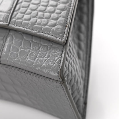Balenciaga Shiny Calfskin Crocodile Embossed Medium Hourglass Top Handle Bag Balenciaga Grey 17 of 17