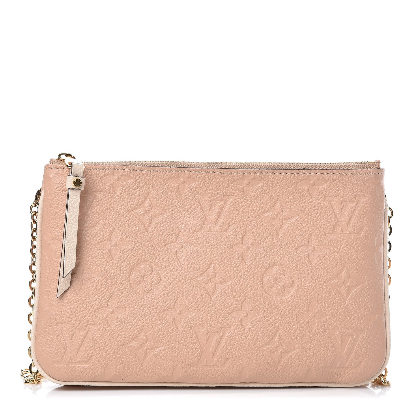 Empreinte Double Zip Pochette Beige Rose Creme