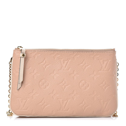 Louis Vuitton Empreinte Double Zip Pochette Beige Rose Creme 1 of 7