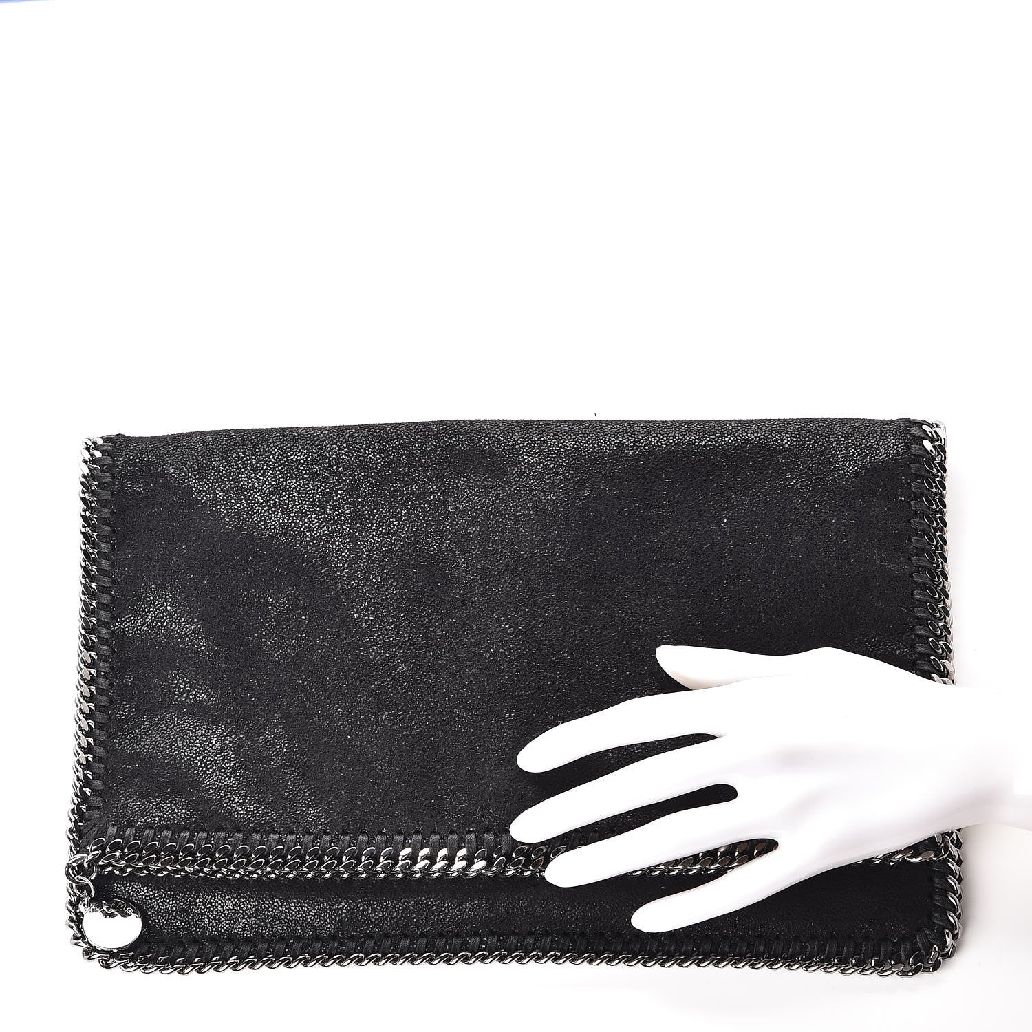 Stella McCartney Shaggy Deer Falabella Fold Over Clutch Black 2 of 9