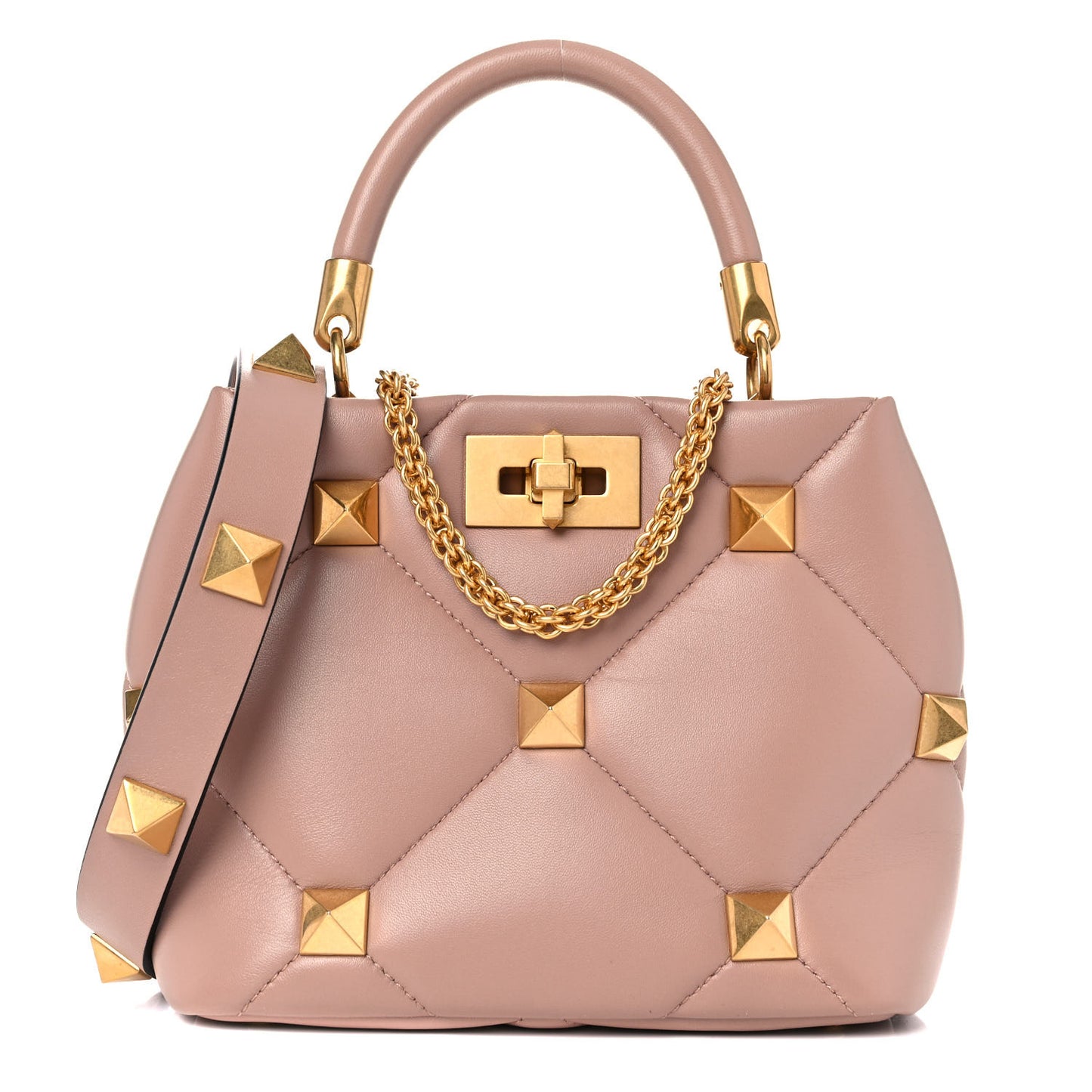 Nappa Small Roman Stud The Handle Bag Rose Cannelle