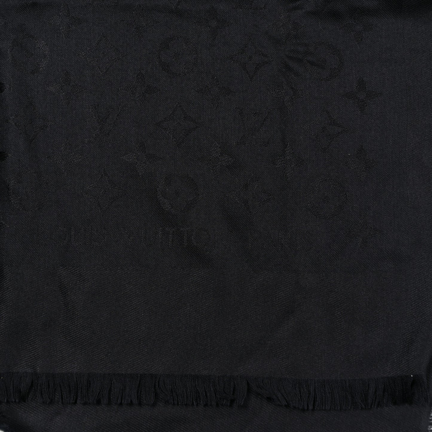 Silk Lurex Wool Monogram Shine Shawl Black
