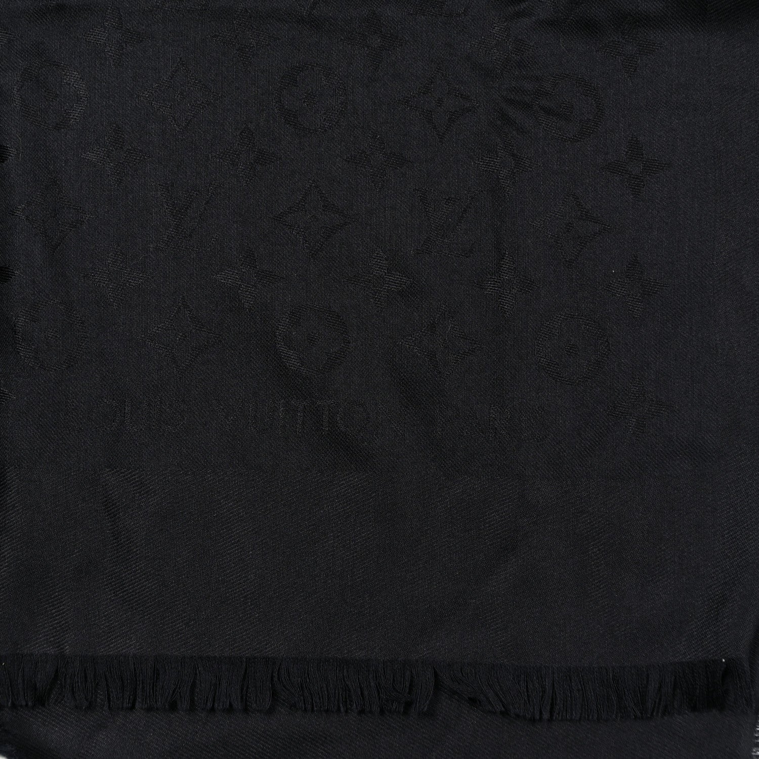 Louis Vuitton Silk Lurex Wool Monogram Shine Shawl Black 3 of 3
