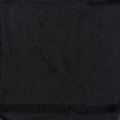 Louis Vuitton Silk Lurex Wool Monogram Shine Shawl Black 3 of 3