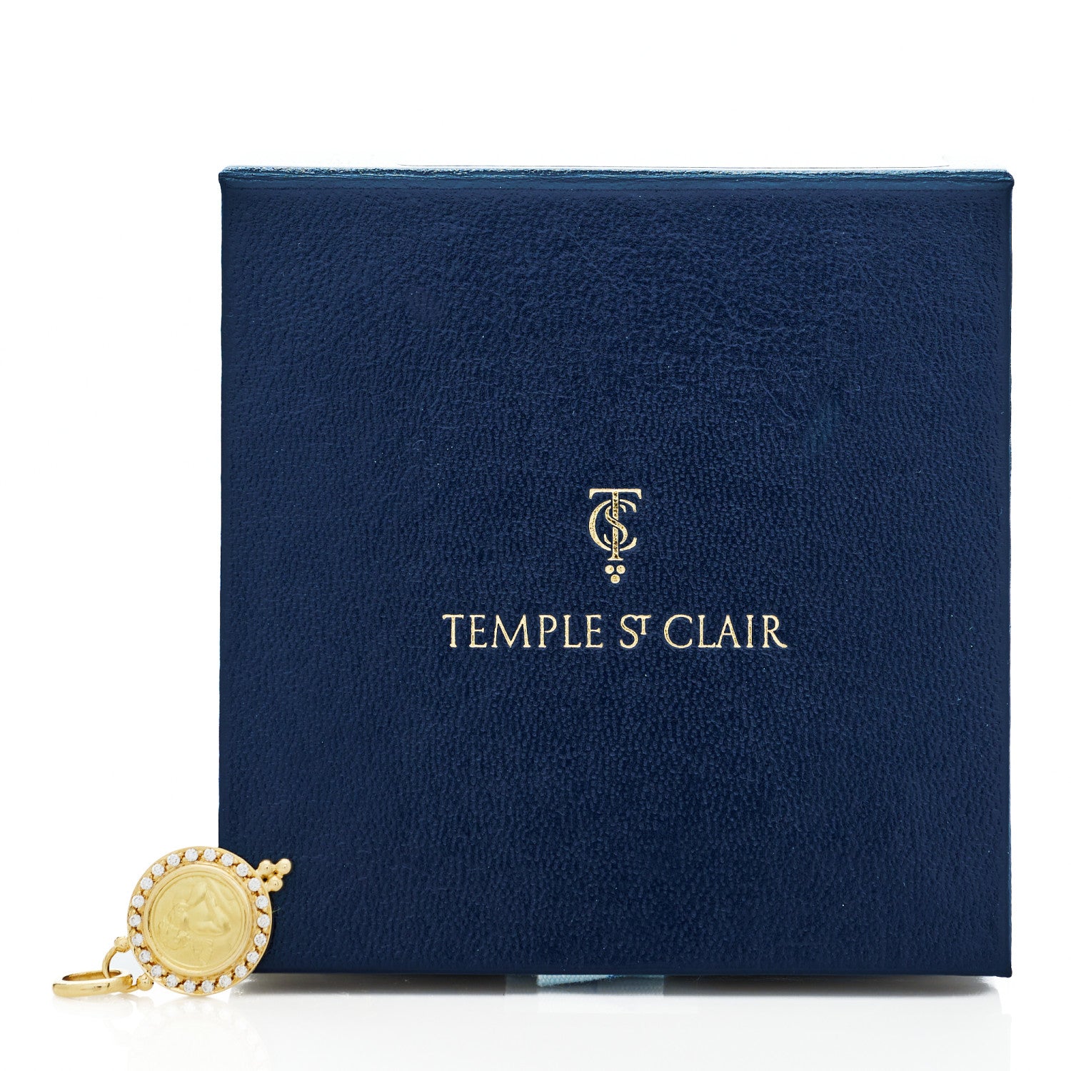 Temple St. Clair 18K Yellow Gold Diamond 10mm Pave Angel Pendant 5 of 5