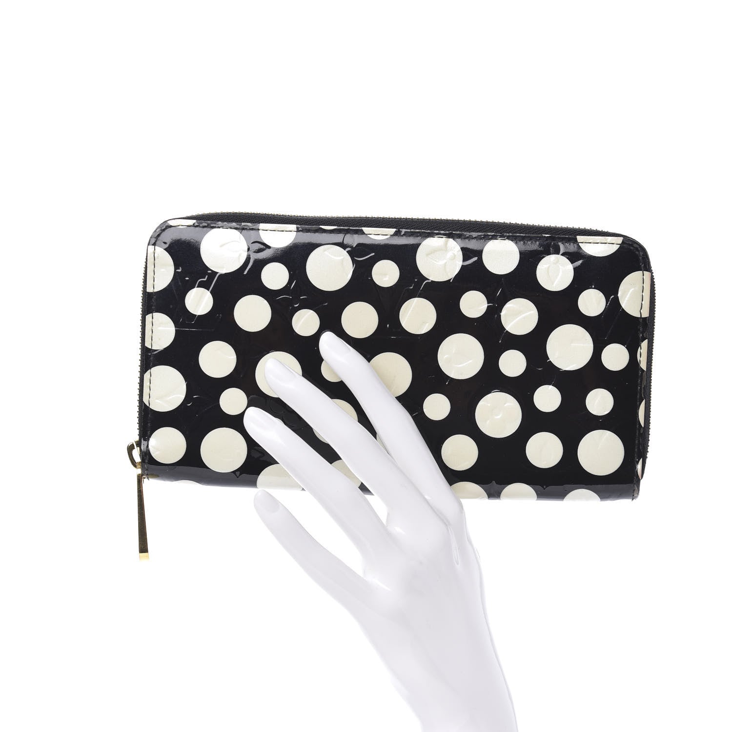 Louis Vuitton Vernis Kusama Infinity Dots Zippy Wallet Black 2 of 9