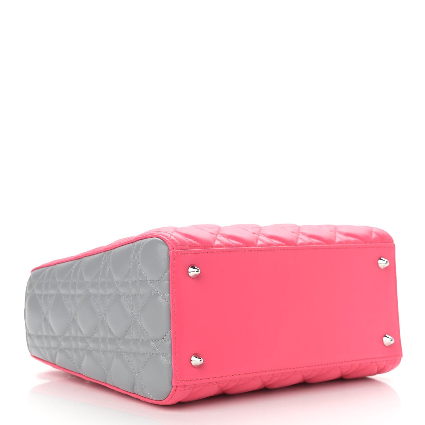 Lambskin Cannage Medium Tri-Color Lady Dior Fuchsia