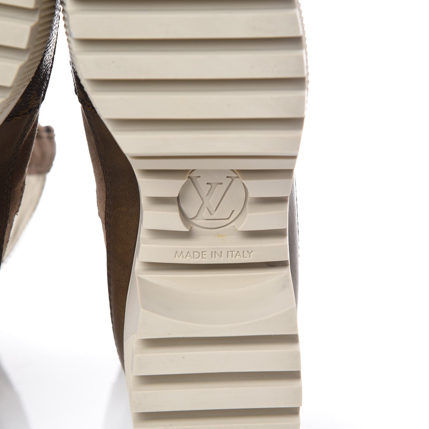Suede Calfskin Monogram Laureate Platform Desert Boots 35 Beige