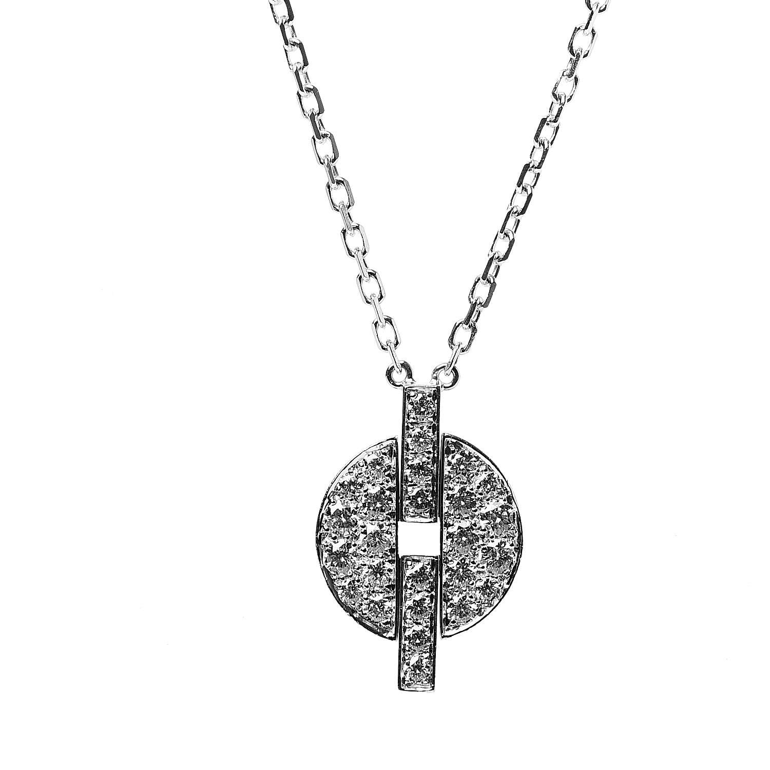 Cartier 18K White Gold Diamond Himalia Pendant Necklace 4 of 8