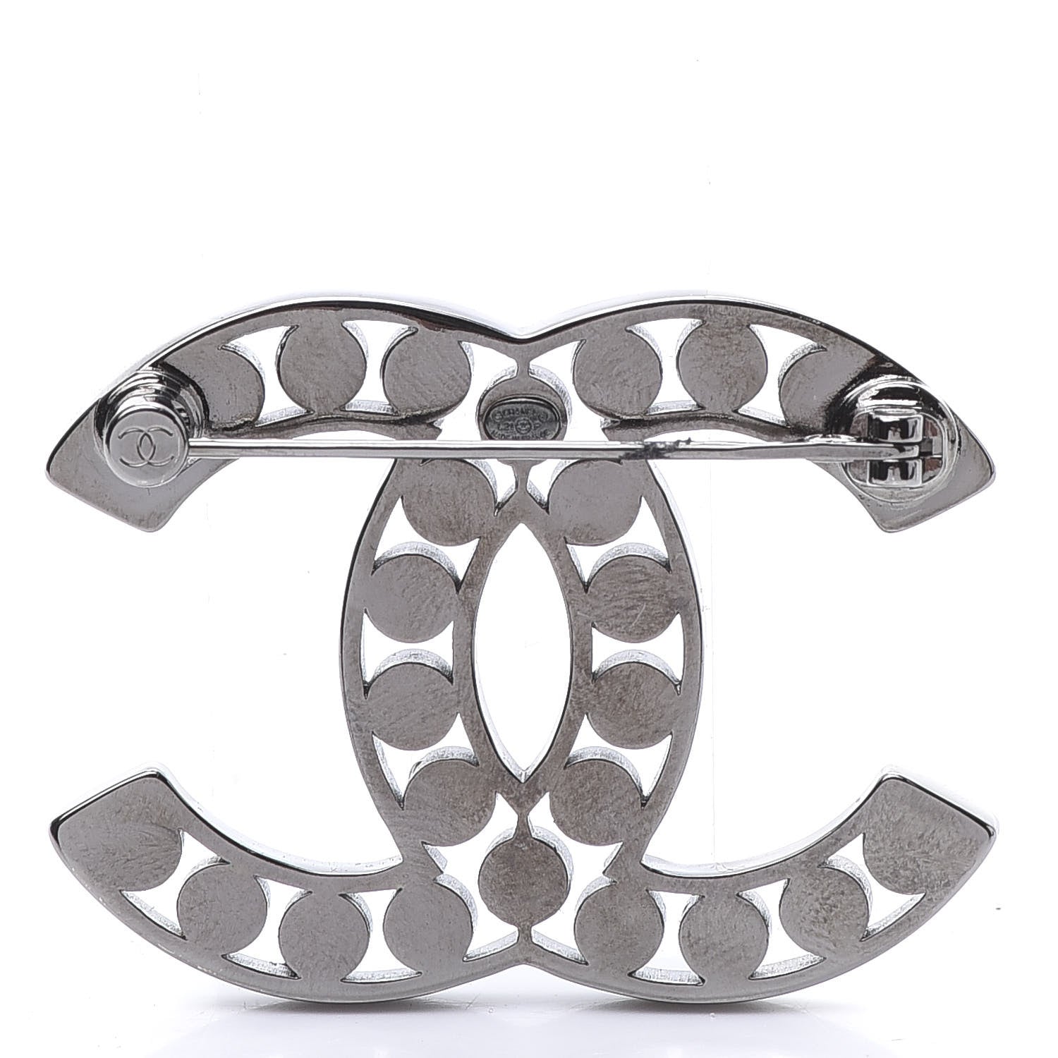 Chanel Crystal CC Brooch Silver 3 of 5