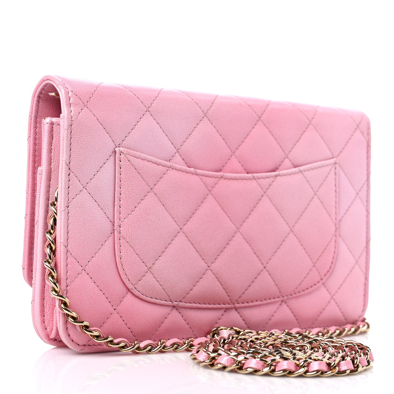 Chanel Cloudy Pearly Goatskin Quilted Wallet on Chain WOC Light Pink 3 of 13