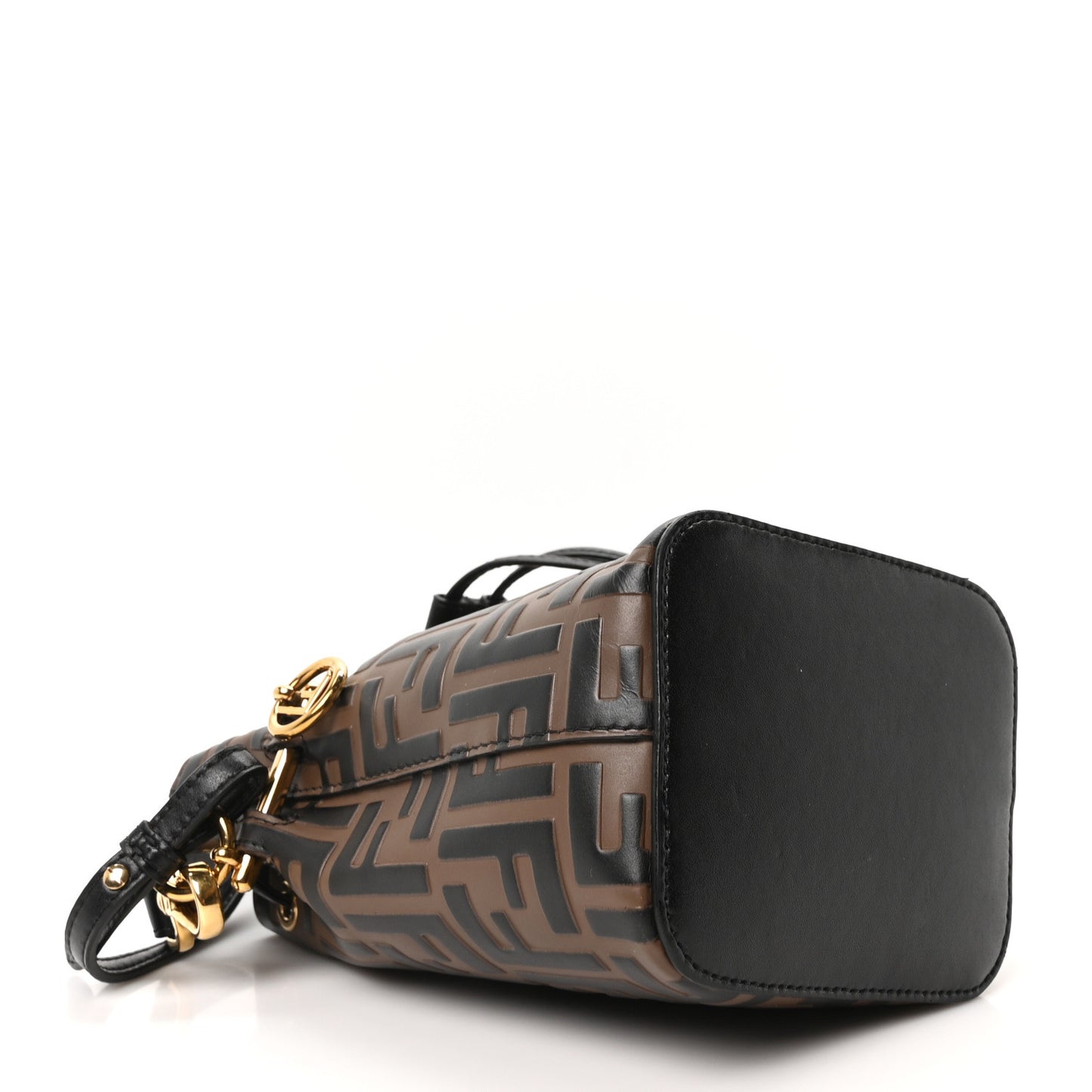 Vitello Liberty F is Fendi Bi-Color FF 1974 Embossed Mini Mon Tresor Bucket Bag Maya Black