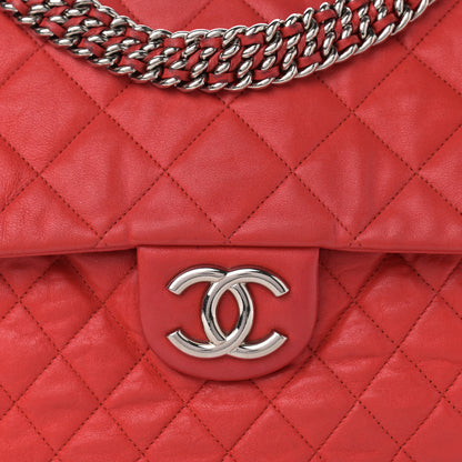 Chanel Washed Lambskin Quilted Maxi Chain Around Flap Red 8 of 14