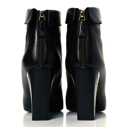 Chanel Lambskin Grosgrain Triangle & Collar 90 Ankle Boots 40 Black 3 of 10