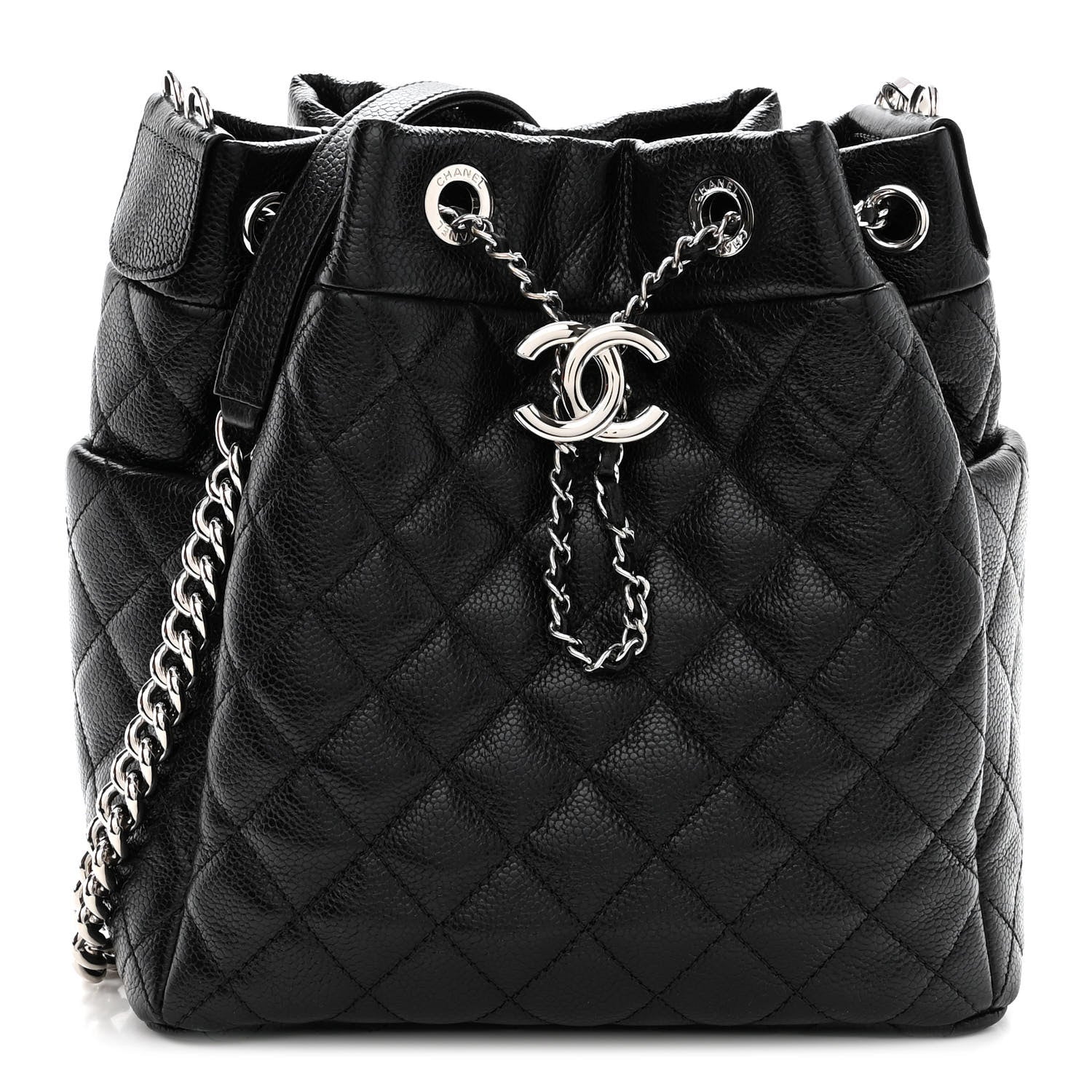 Chanel Caviar Quilted Small Chain Bucket Bag Black 1 of 10