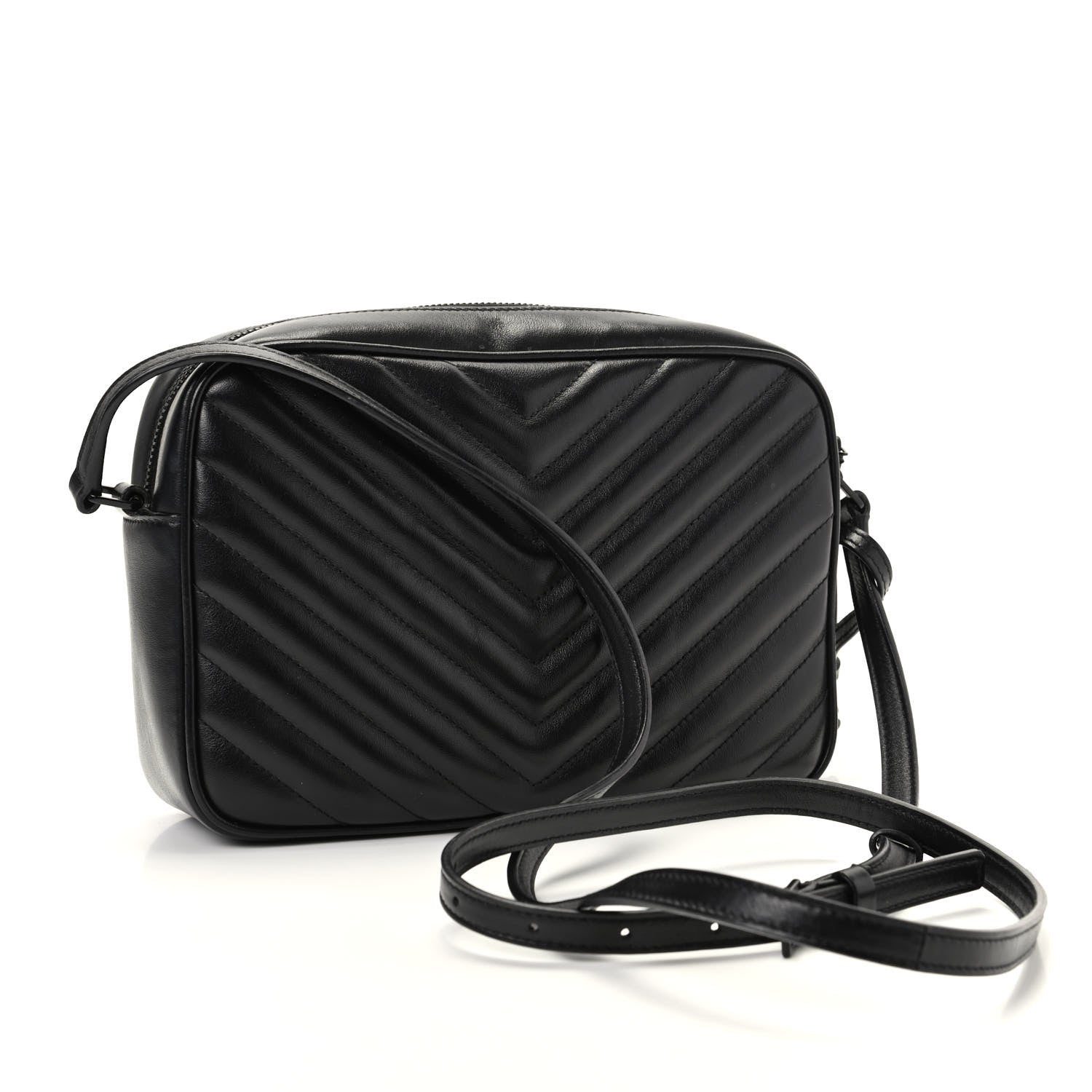 Saint Laurent Calfskin Matelasse Monogram Lou Camera Bag Black 3 of 9
