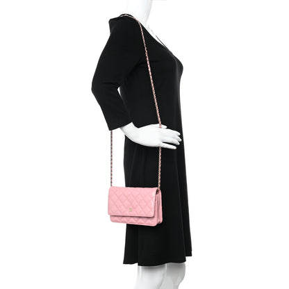 Chanel Iridescent Caviar Quilted Wallet on Chain WOC Rose Pink 2 of 10