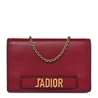 Christian Dior Calfskin J'Adior Wallet on Chain Pouch Red 1 of 14