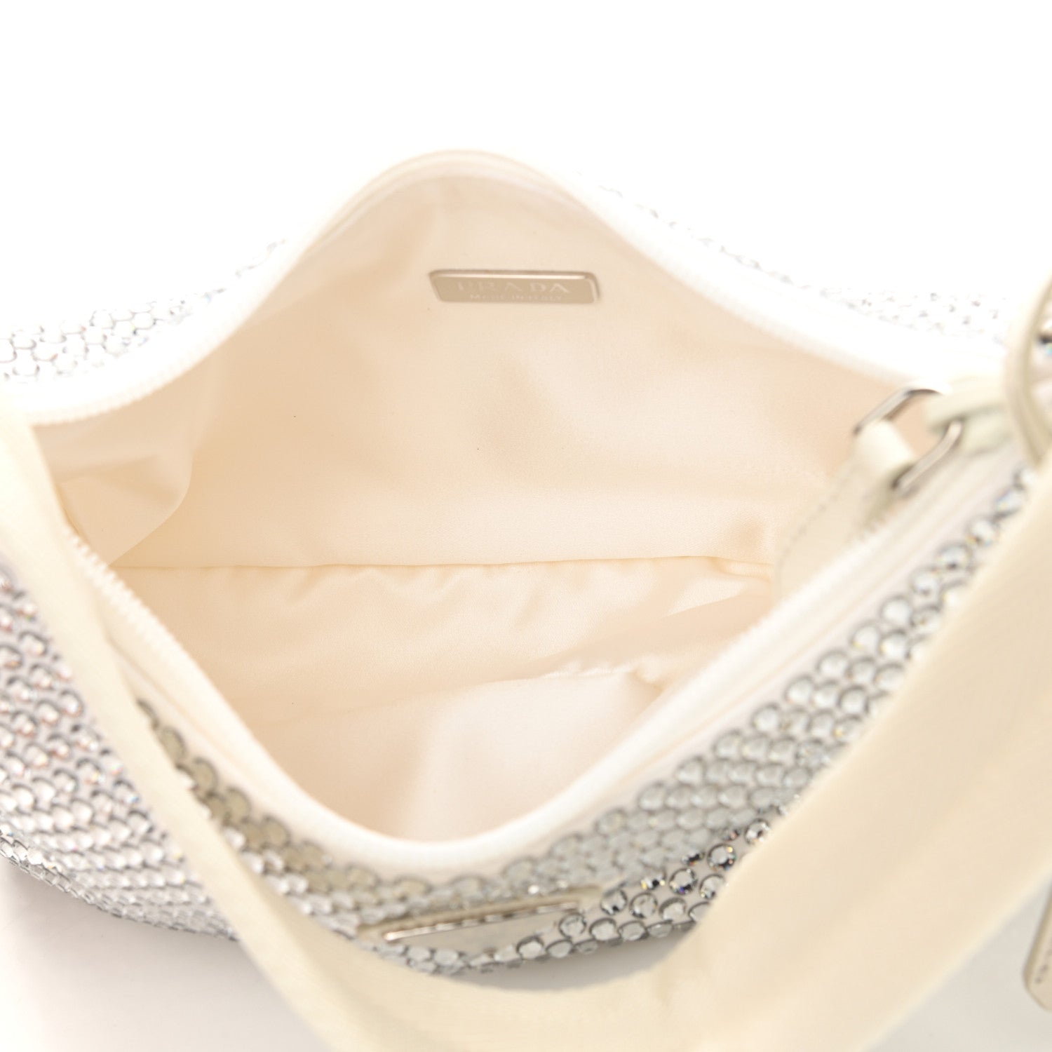 Prada Satin Crystal Mini Re-Edition 2000 Bag White 5 of 12