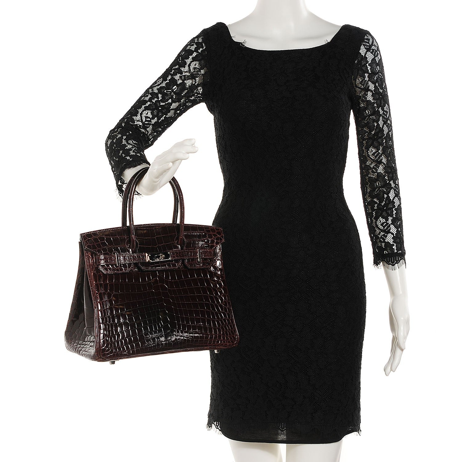 Hermes Shiny Niloticus Crocodile Birkin 30 Chocolate 2 of 25