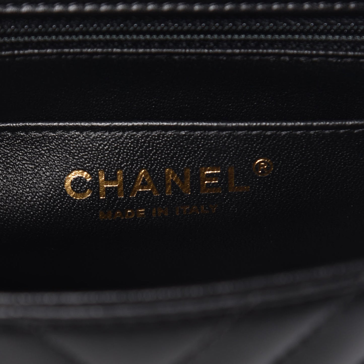 Lambskin Chevron Quilted Mini Square Flap Black