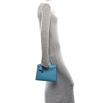 Hermes Madame Calfskin Kelly Sellier 25 Bleu Du Nord 2 of 13